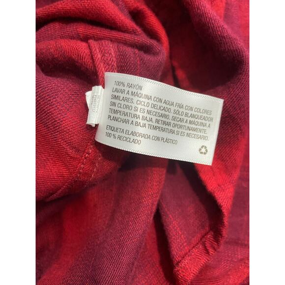 Ava & Viv Button Front Flannel Womens 2X Plaid Red Collar Long Sleeve Tunic - Picture 8 of 10